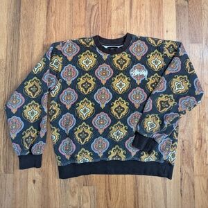 Rare Stussy Wendel Paisley Terry Crew Sweatshirt